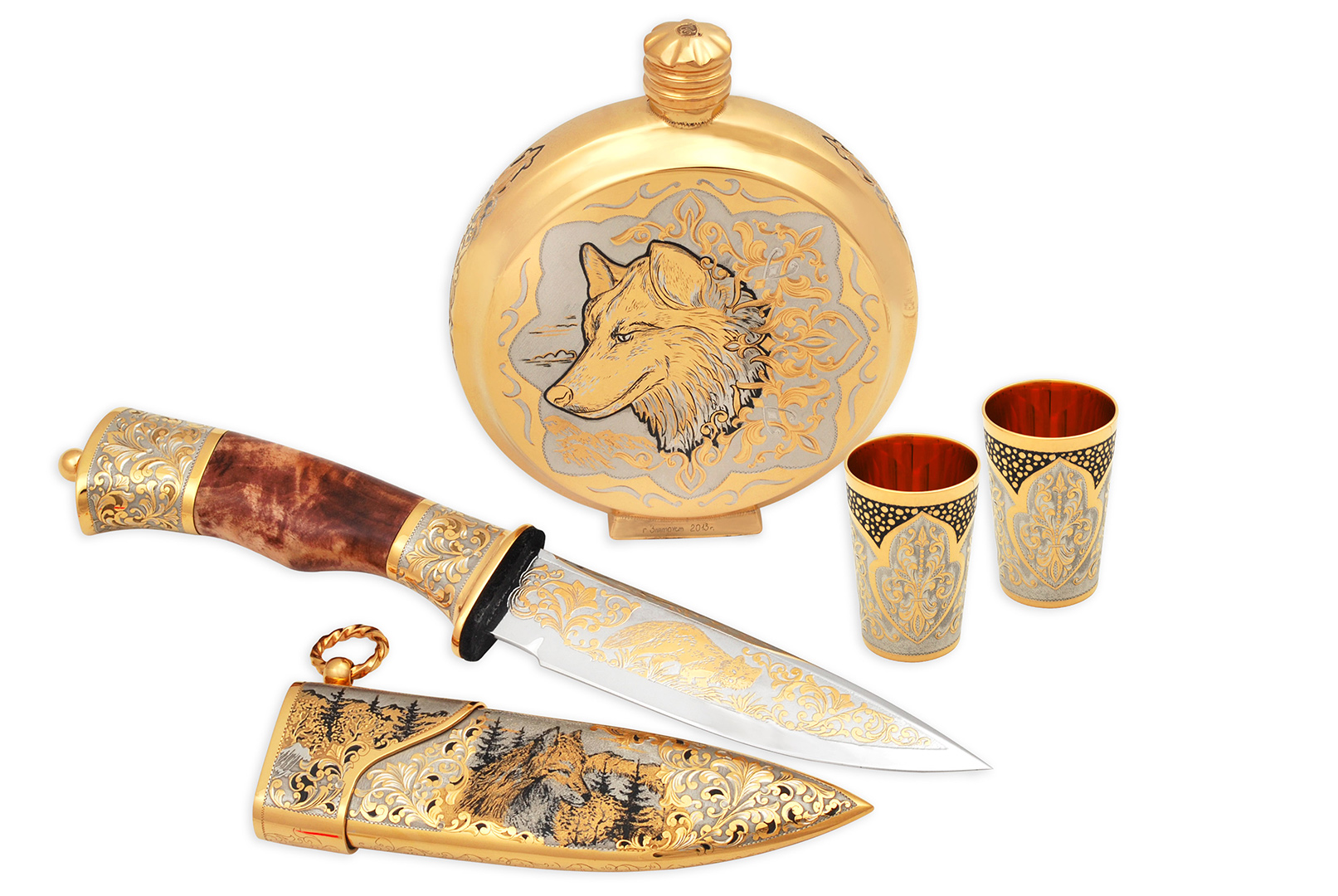 Набор «Фокс-1» (нож, фляжка и стопки)