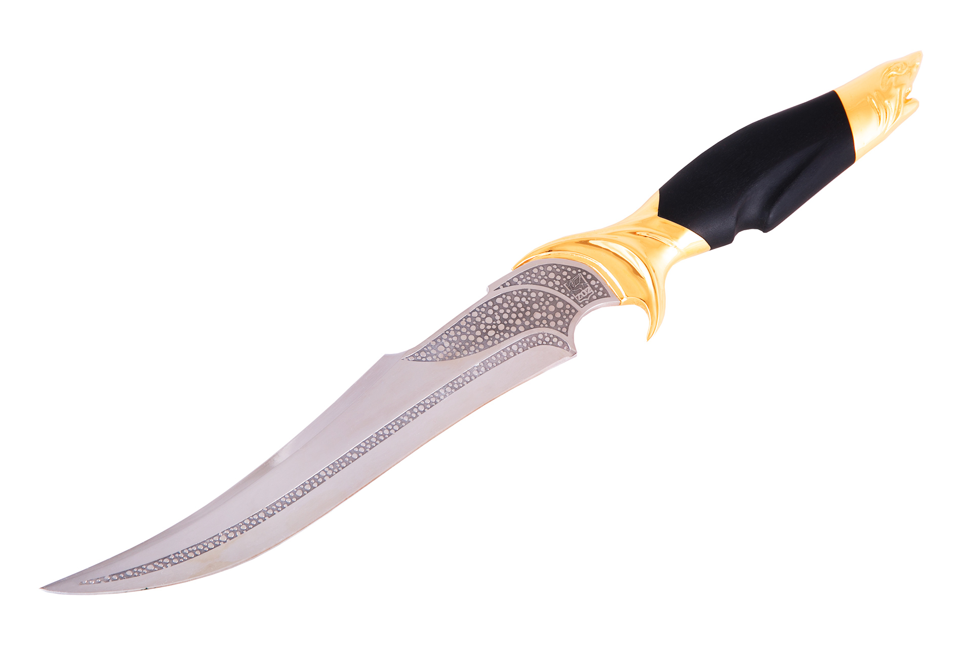 Авторский нож Акула (40Х10С2М, Украшенная, Золочение)