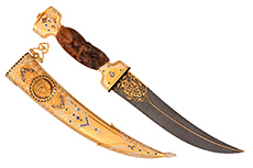 Эксклюзивный нож ЦМ Дикая львица (Дамаск, Украшенная, Золочение)