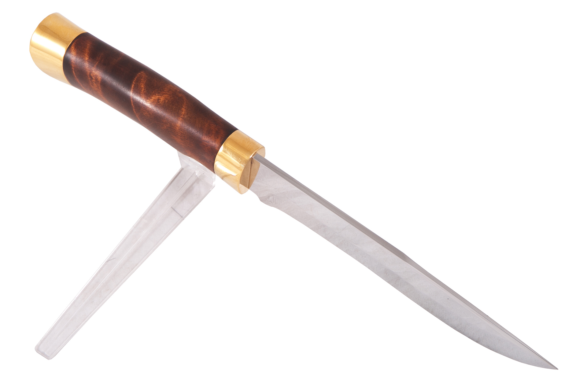 Нож Классический (40Х10С2М, Берёзовый кап, Латунь, Золочение)