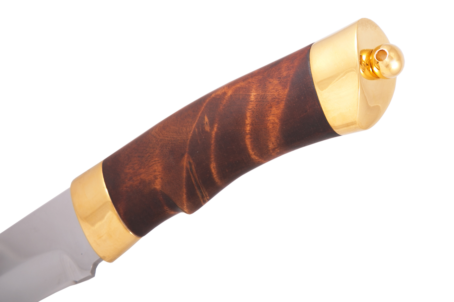 Нож Тигр (40Х10С2М, Берёзовый кап, Латунь, Золочение)