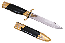 Нож разведчика НР-40 черный нож (40Х10С2М, Граб, Латунь, Золочение)