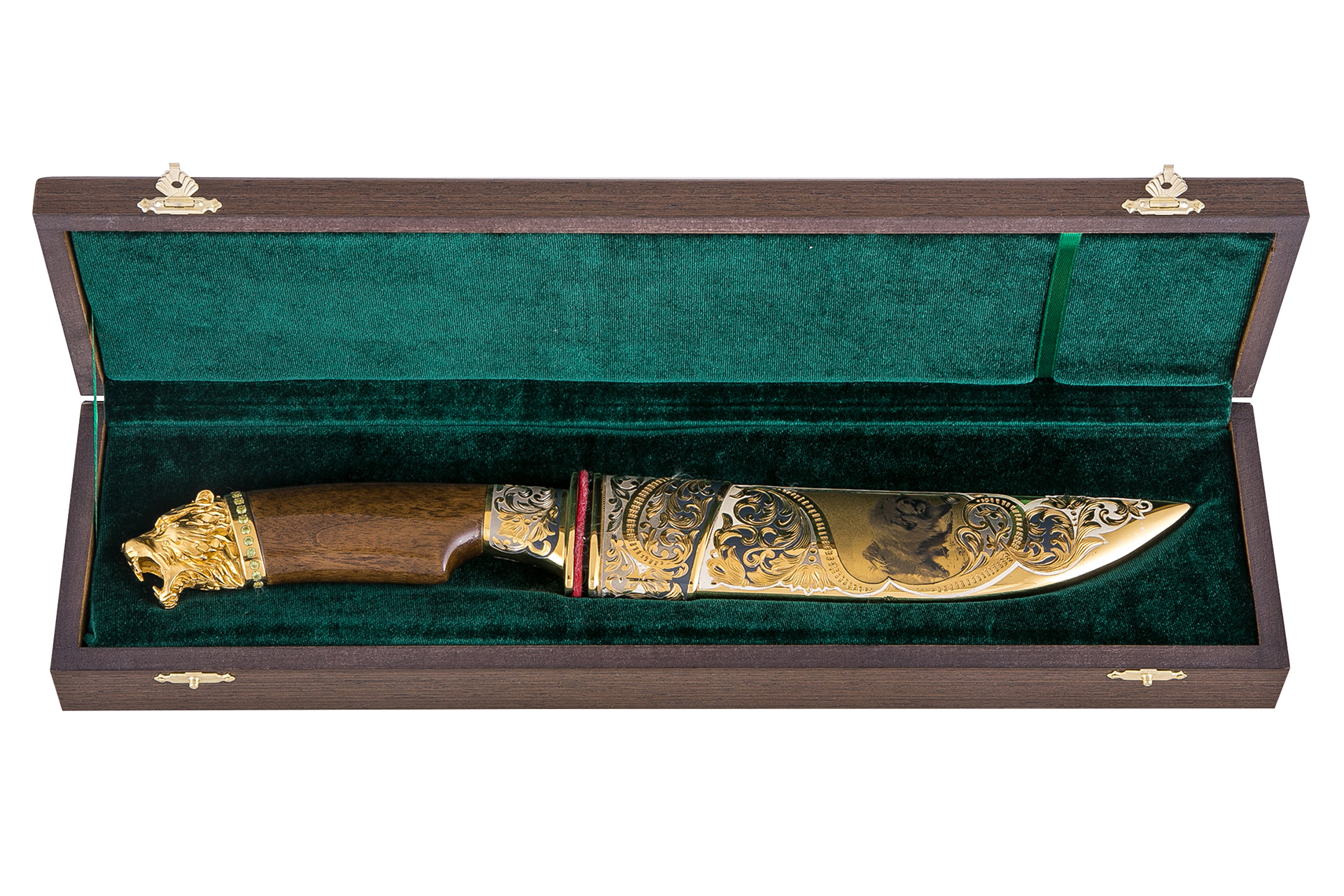 Нож ЦМ Красный тибетский мастиф (Булат, Украшенная, Золочение)