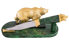 Авторский нож Медведь (40Х10С2М, Украшенная, Золочение)