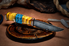 Нож коллекционный Океан Сатурна (Дамаск, Композит, Мокумэ-ганэ)