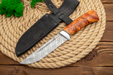 Ножи из дамаска ZDI-1016 купить в Екатеринбурге: Нож из дамасской стали Скиф (Дамаск ZDI-1016, Стабилизированный кап клёна, Алюминий)