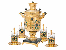 Дорогие подарки купить в Челябинске: Набор чайный с самоваром Купеческий