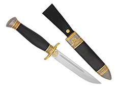 Финка НКВД купить в Волгограде: Нож подарочный Финка-2 Пограничник (40Х10С2М, Граб, Латунь, Золочение)