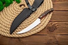 Ножи из стали AUS10Co купить в Перми: Нож Кракен (AUS10Co, Накладки стабилизированная карельская береза)