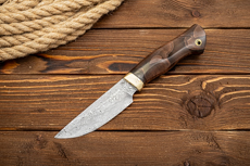 Ножи охотничьи купить в Рязани: Нож из дамасской стали АВ-202 (Дамаск ZDI-1016, Композит, Мокумэ-ганэ)