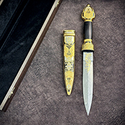 Авторский кинжал "Держава" (Дамаск ZDI-1016, Золочение)