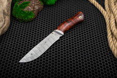 Ножи охотничьи купить в Рязани: Нож из дамасской стали АВ-104 (Дамаск ZDI-1016, Стабилизированная древесина, Алюминий)