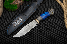 Ножи охотничьи купить в Рязани: Нож из дамасской стали АВ-103 (Дамаск ZDI-1016, Гибрид стаб. кап клена, Мокумэ-ганэ)