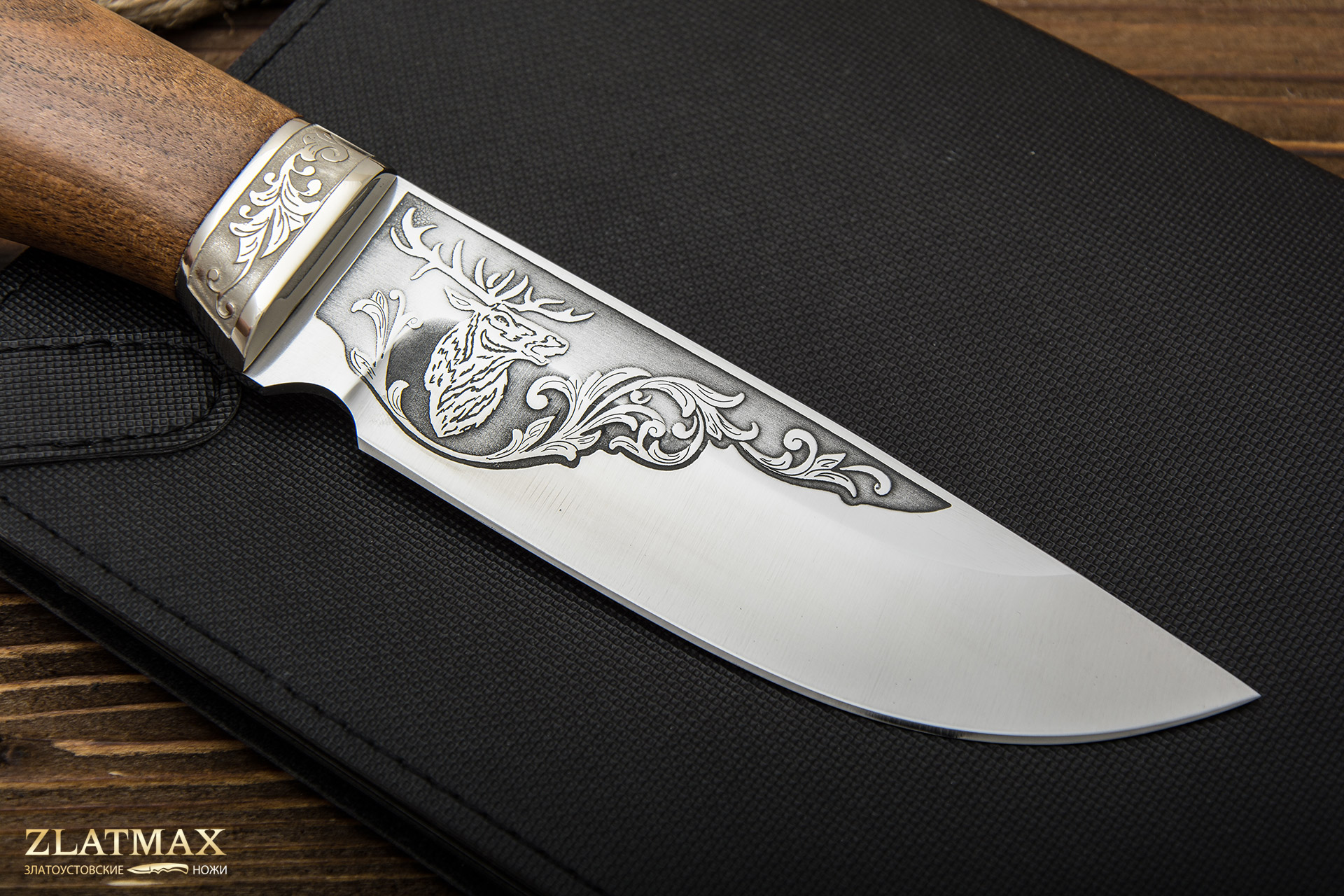 Нож Канюк с рисовкой (100Х13М, Орех, Металлический)