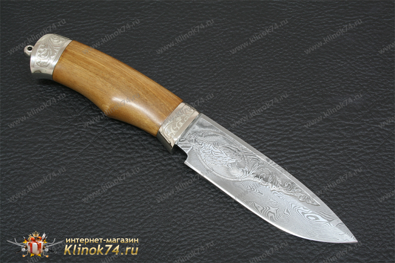 Нож Бизон (Дамаск, Орех, Металлический)