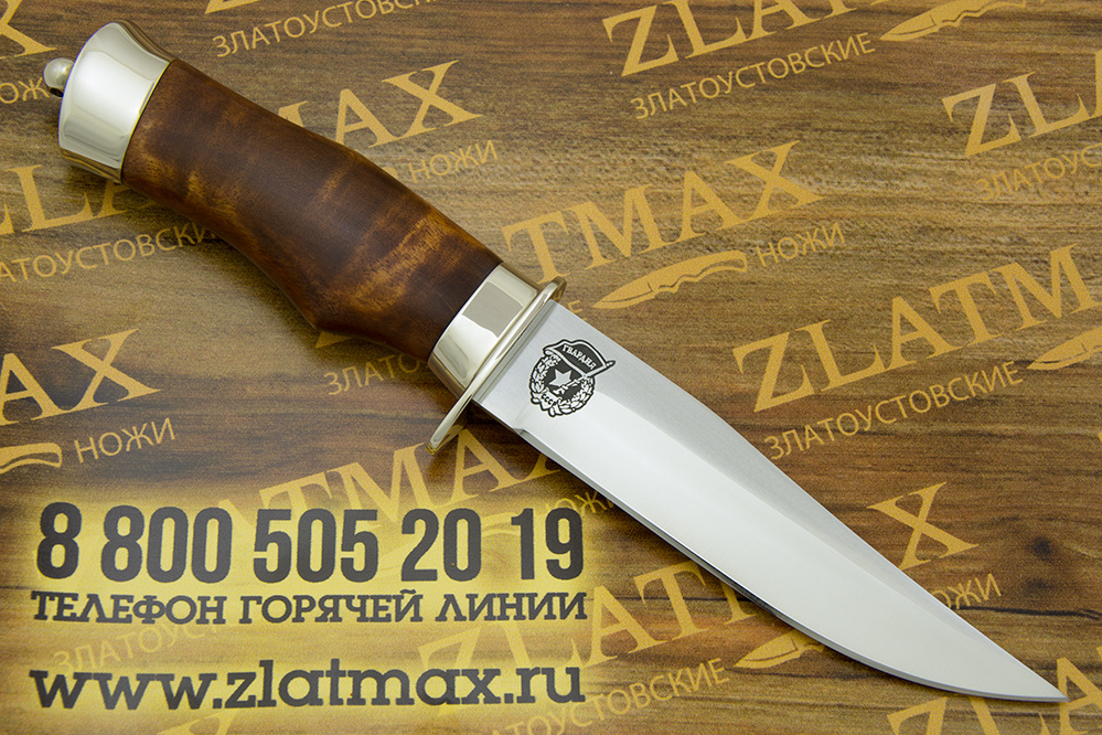 Нож Гвардейский (100Х13М, Берёзовый кап, Металлический)