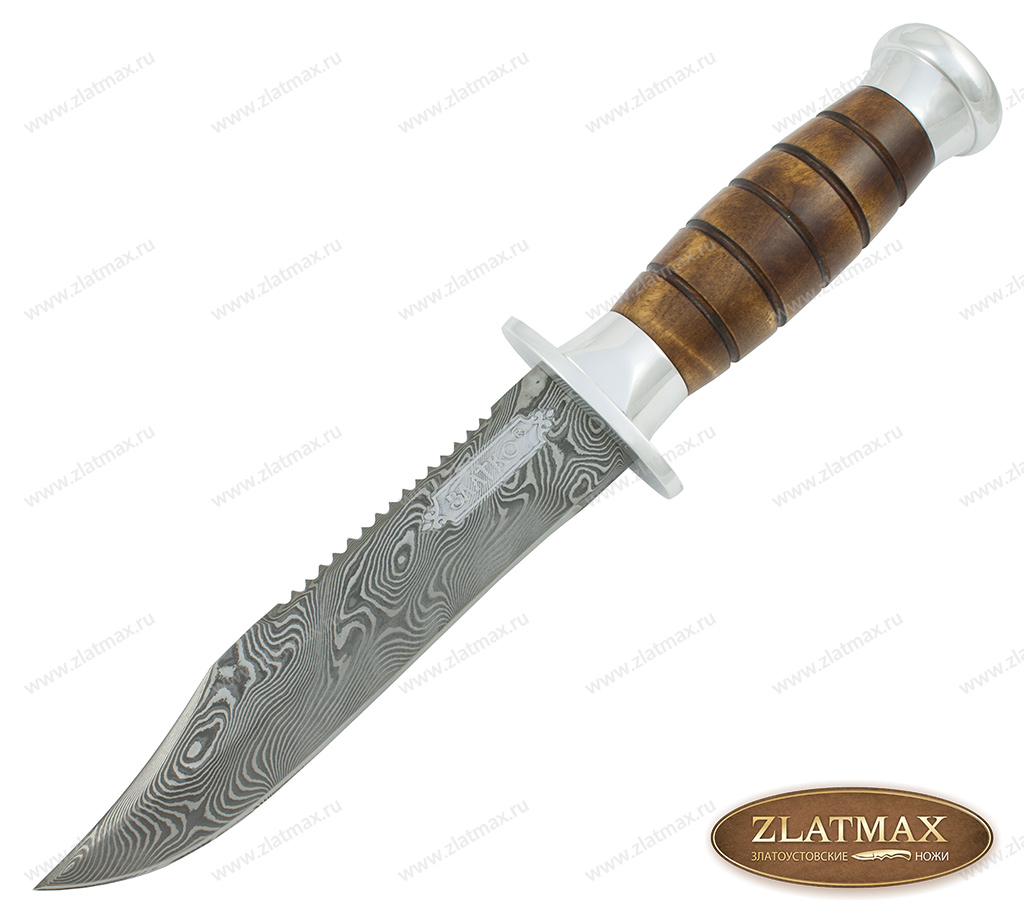 Нож Грач (Дамаск ZD-0803, Берёзовый кап, Металлический) фото-01