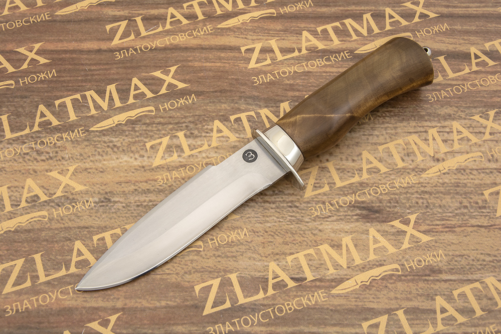 Нож Бобр-1 (100Х13М, Берёзовый кап, Металлический) фото-01