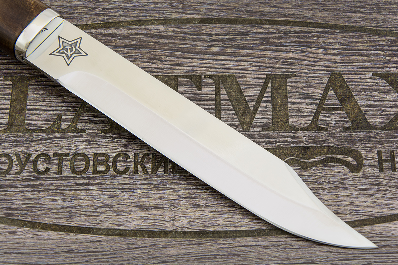 Нож Армейский (100Х13М, Берёзовый кап, Металлический)