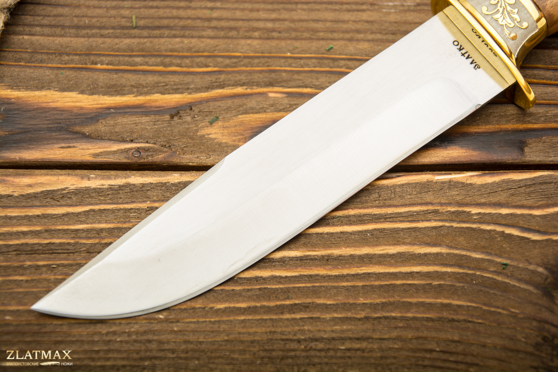 Нож Турист-1 (100Х13М, Орех, Металлический, Золочение клинка гарды и тыльника)