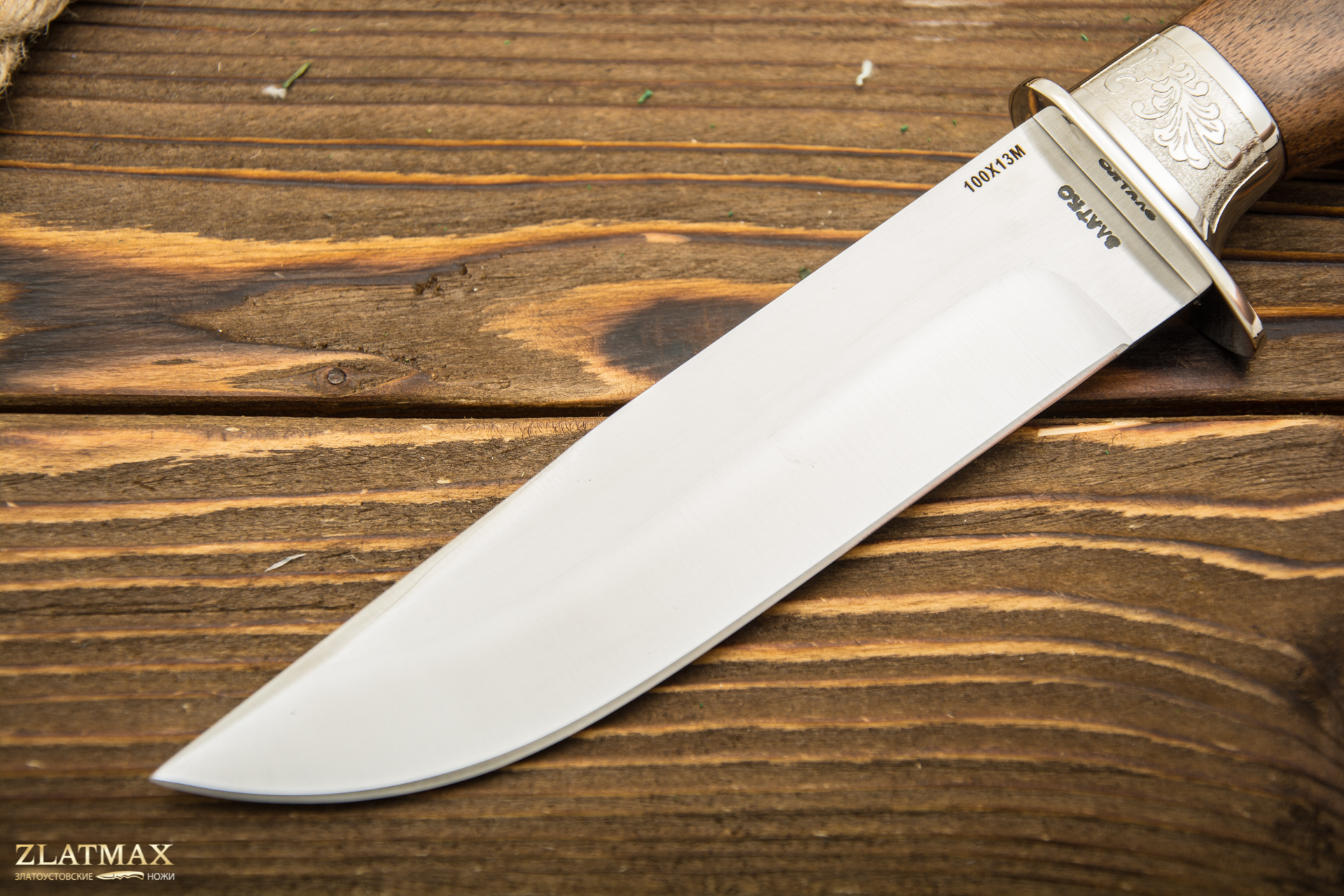 Нож Лось-1 (100Х13М, Орех, Металлический, Литье Рысь)
