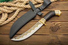Нож Батыр (100Х13М, Граб, Металлический, Золочение клинка гарды и тыльника)
