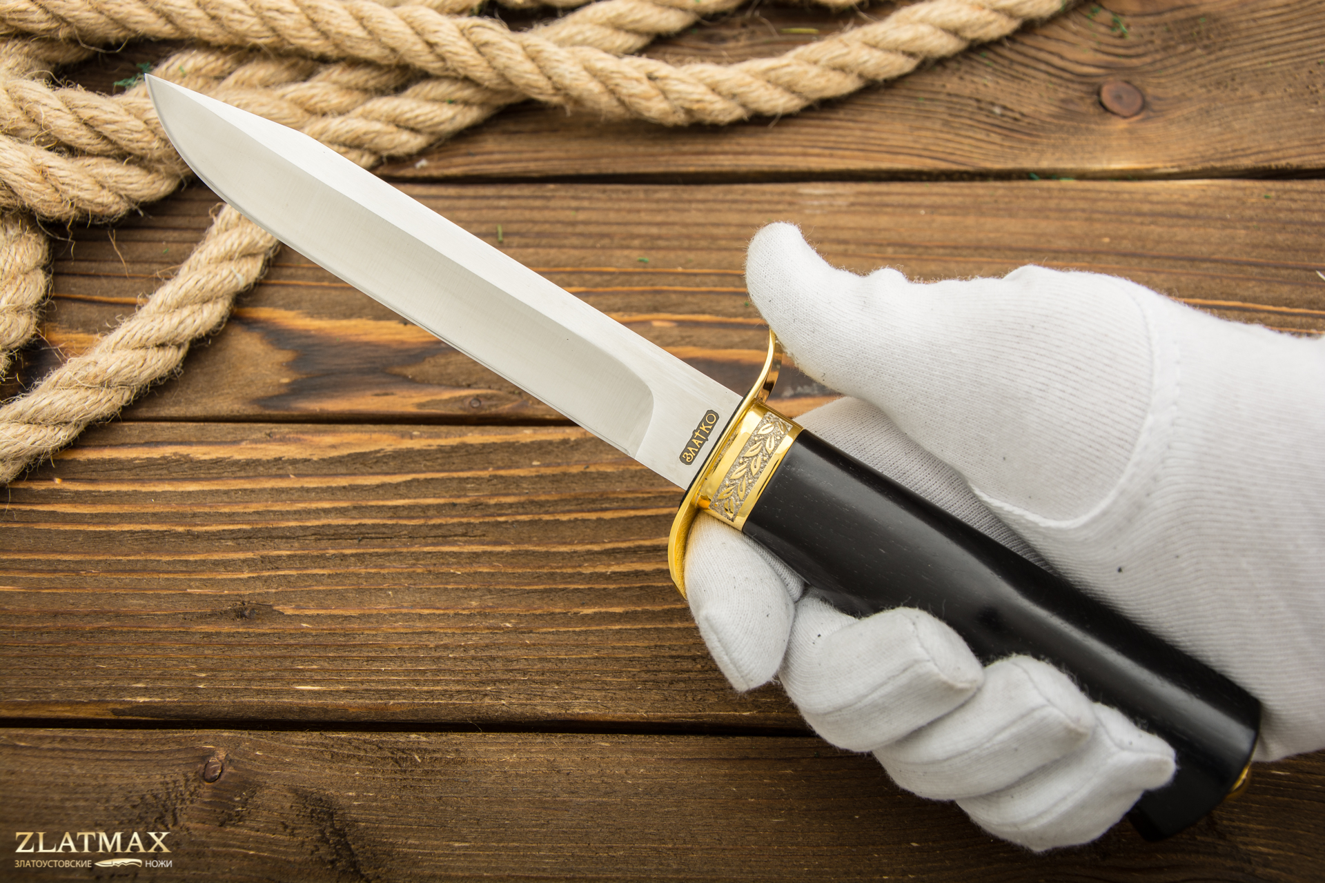 Нож Офицерский ФСБ (100Х13М, Орех + полимерное покрытие, Металлический, Золочение клинка гарды и тыльника)
