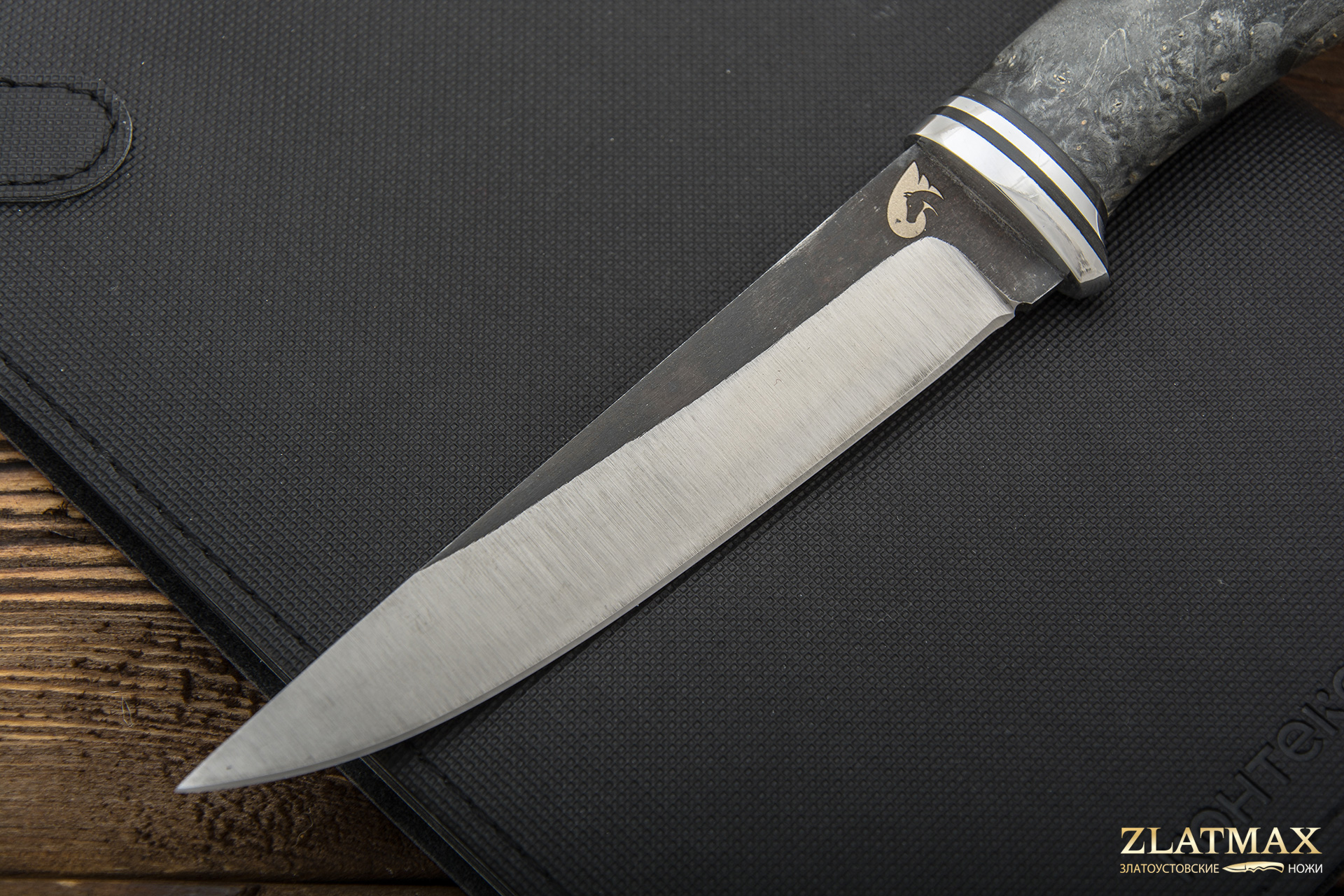 Нож Кержак (Х12МФ, Стабилизированный кап клёна, Алюминий)