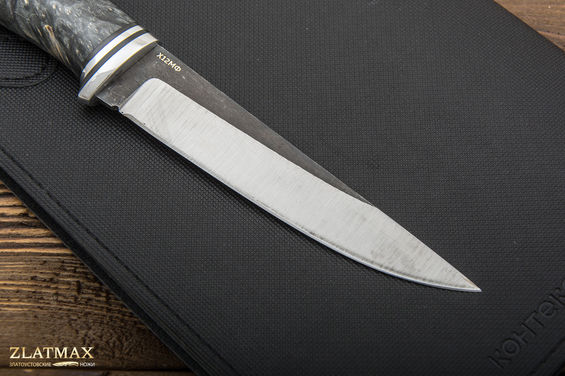 Нож Кержак (Х12МФ, Стабилизированный кап клёна, Алюминий)