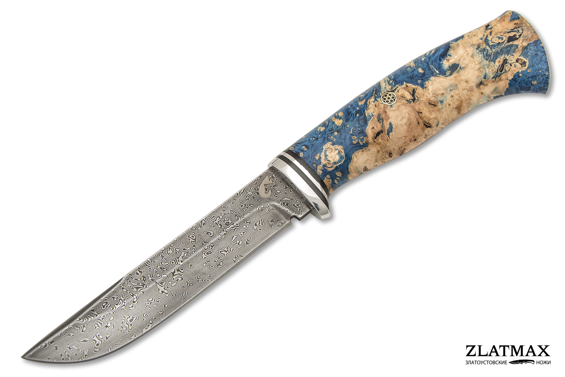 Нож Вукху (Дамаск ZD-0803, Стабилизированный кап клёна, Алюминий)
