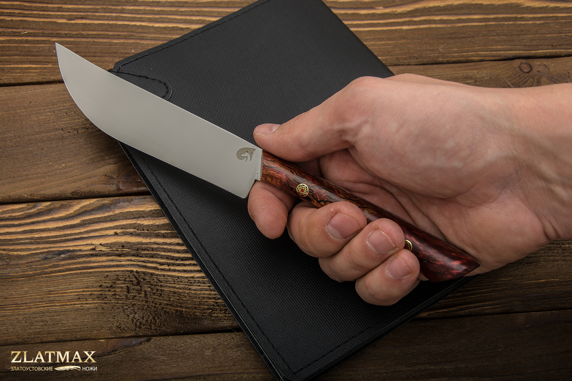 Нож Пчак-М (AUS10Co, Накладки стабилизированная карельская береза красная)