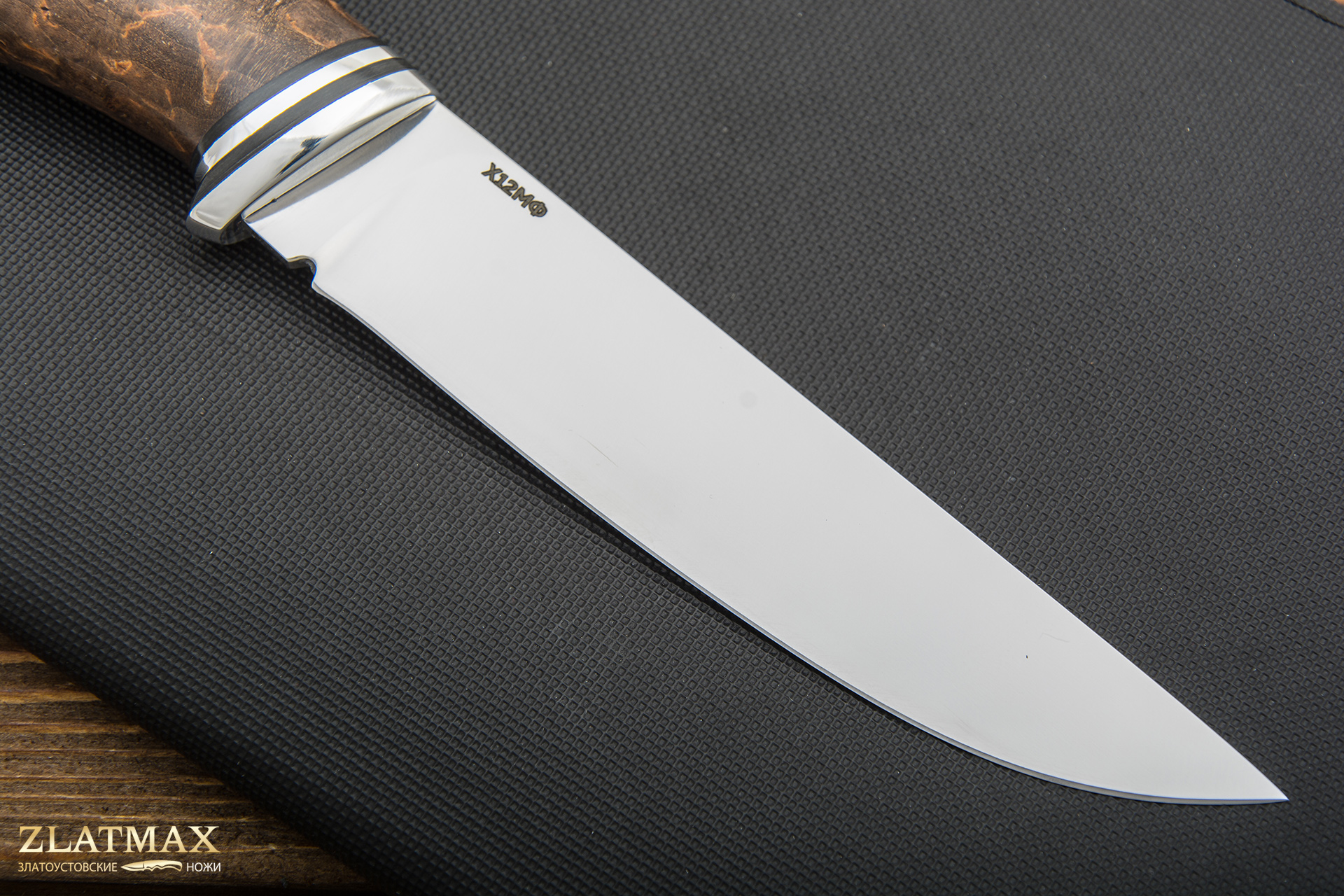 Нож Старпом (Х12МФ, Стабилизированная карельская береза, Алюминий)