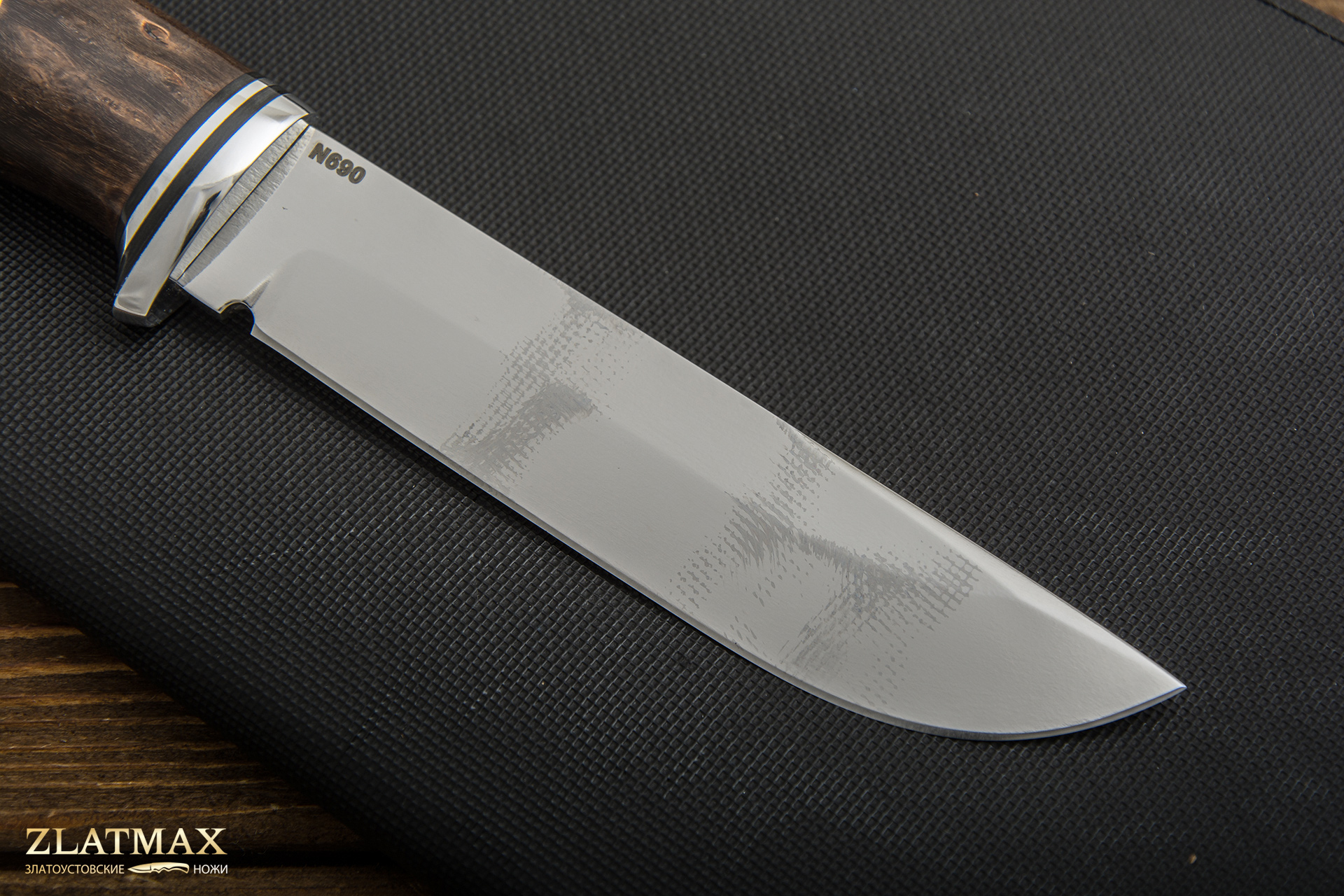 Нож Вукху (Х12МФ, Стабилизированный кап клёна, Алюминий)