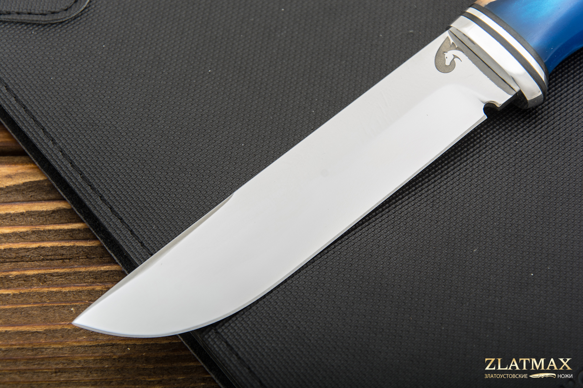 Нож Вукху (Х12МФ, Гибрид стаб. кап клена, Алюминий, Полировка клинка)