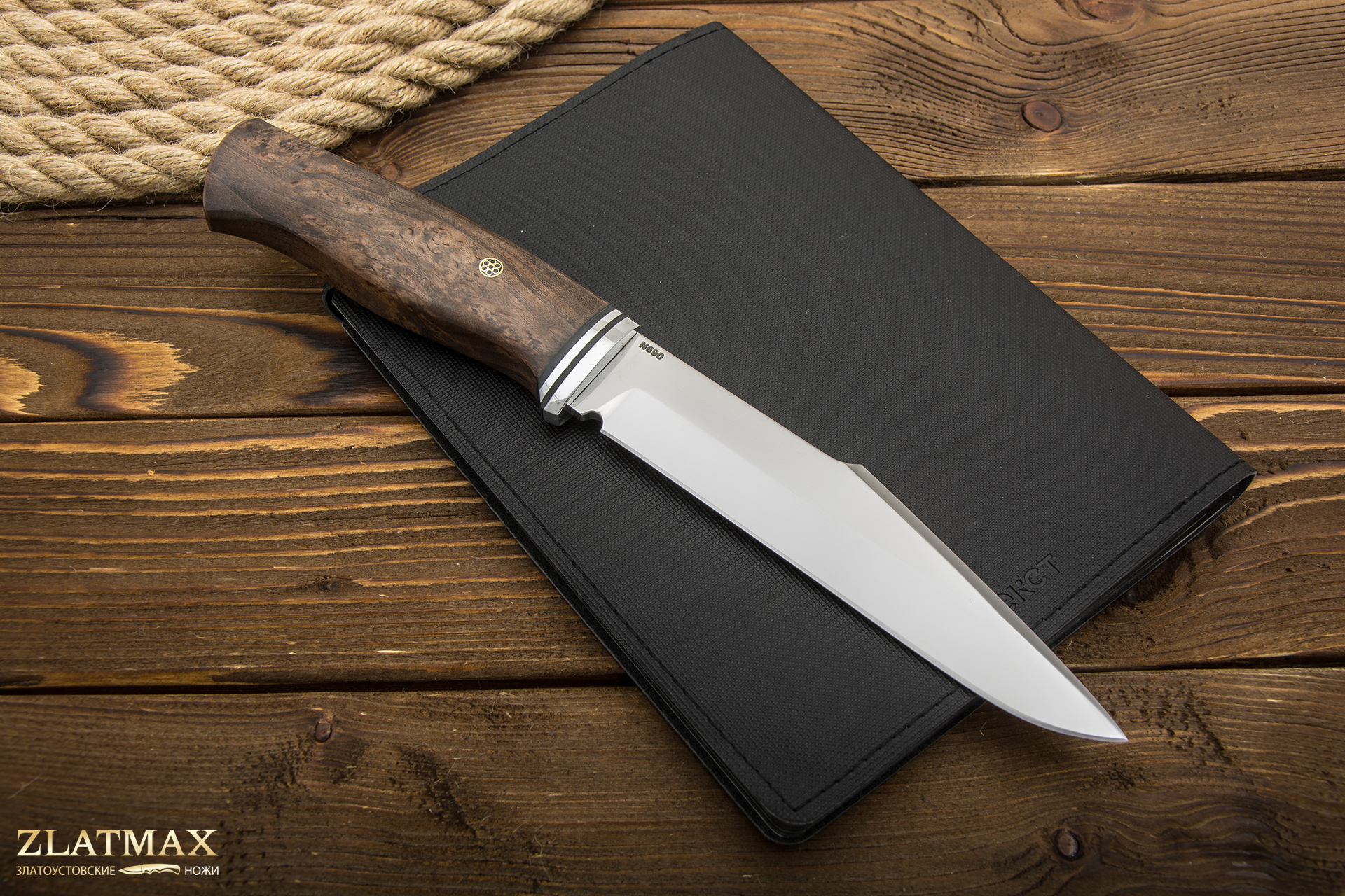 Нож Ункор (Х12МФ, Накладки стабилизированная карельская береза коричневая)