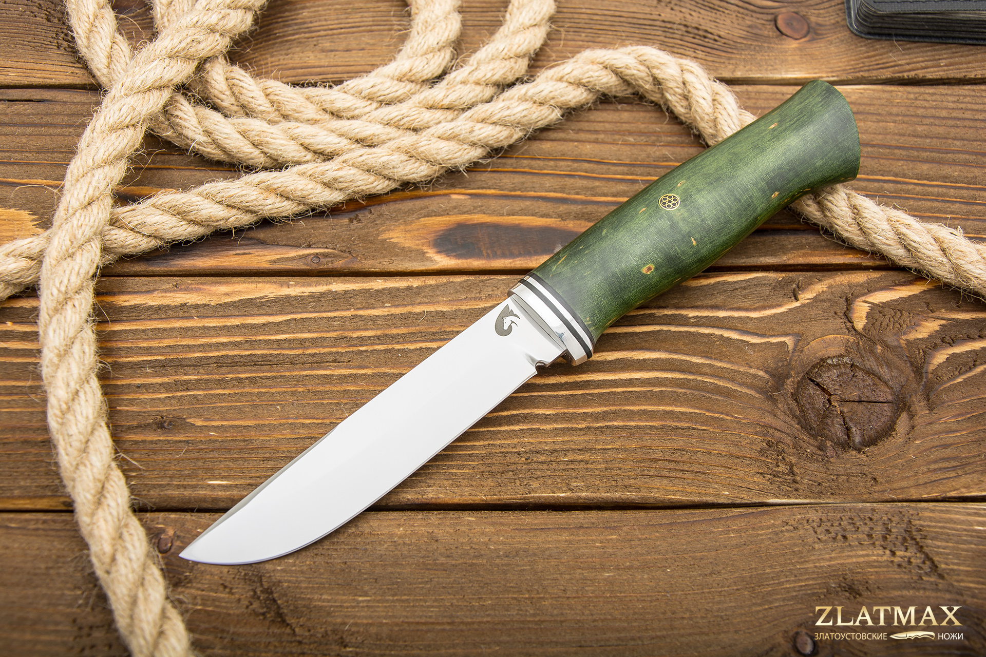 Нож Вукху (Х12МФ, Стабилизированная древесина, Алюминий, Полировка клинка) фото-01
