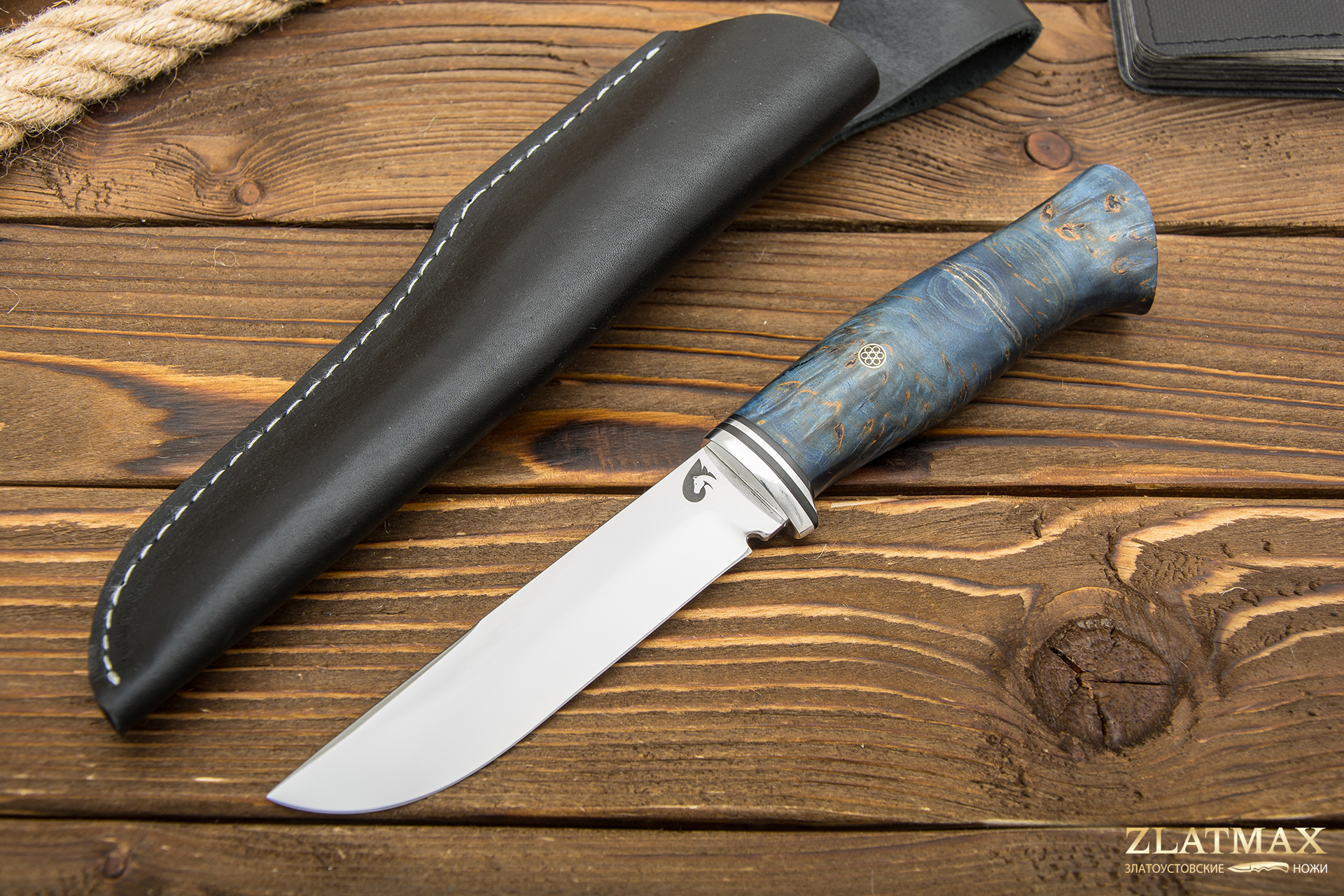 Нож Вукху (AUS10Co, Стабилизированная карельская береза, Алюминий) фото-01