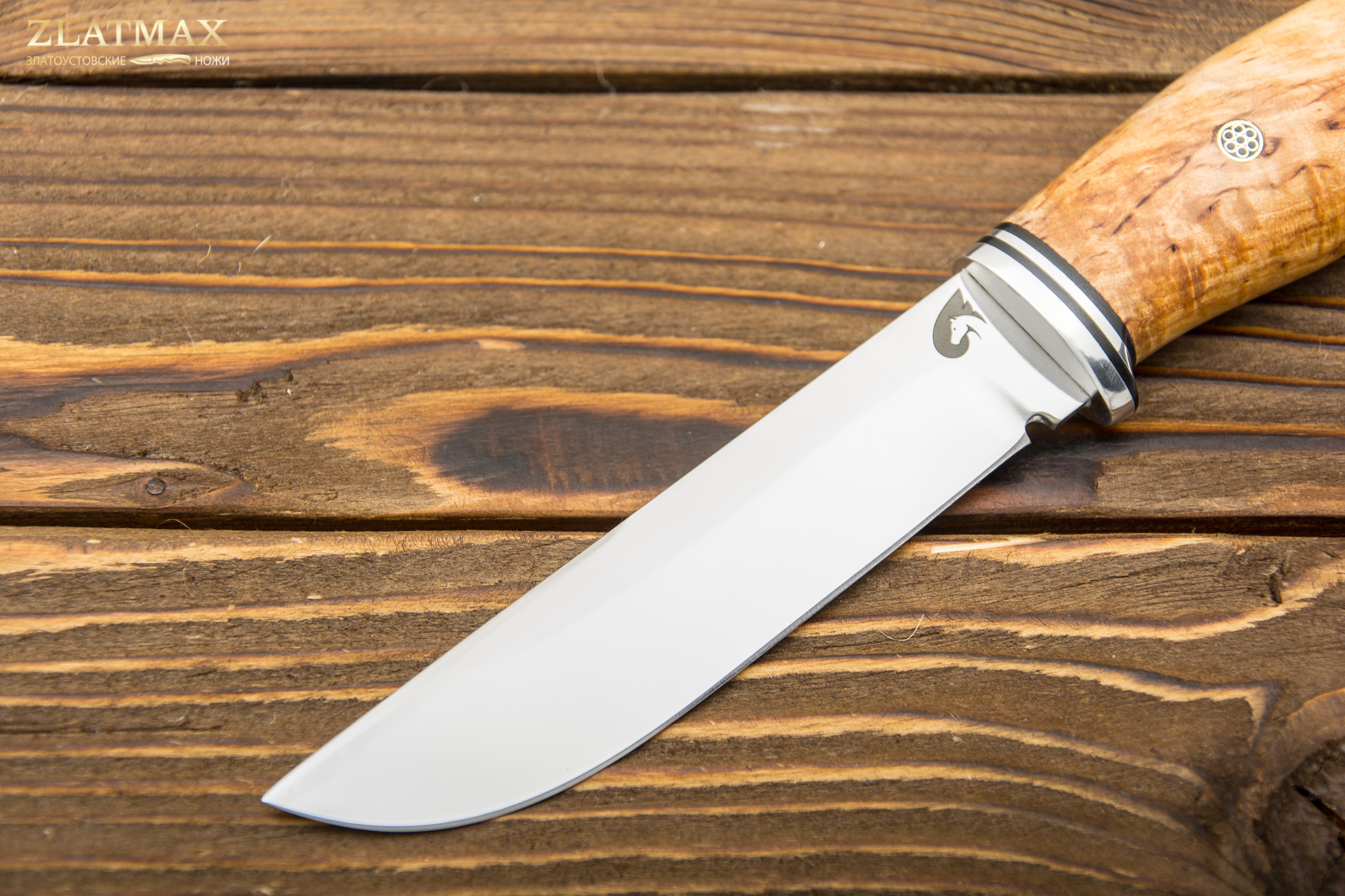 Нож Вукху (AUS10Co, Карельская берёза, Алюминий, Полировка клинка)
