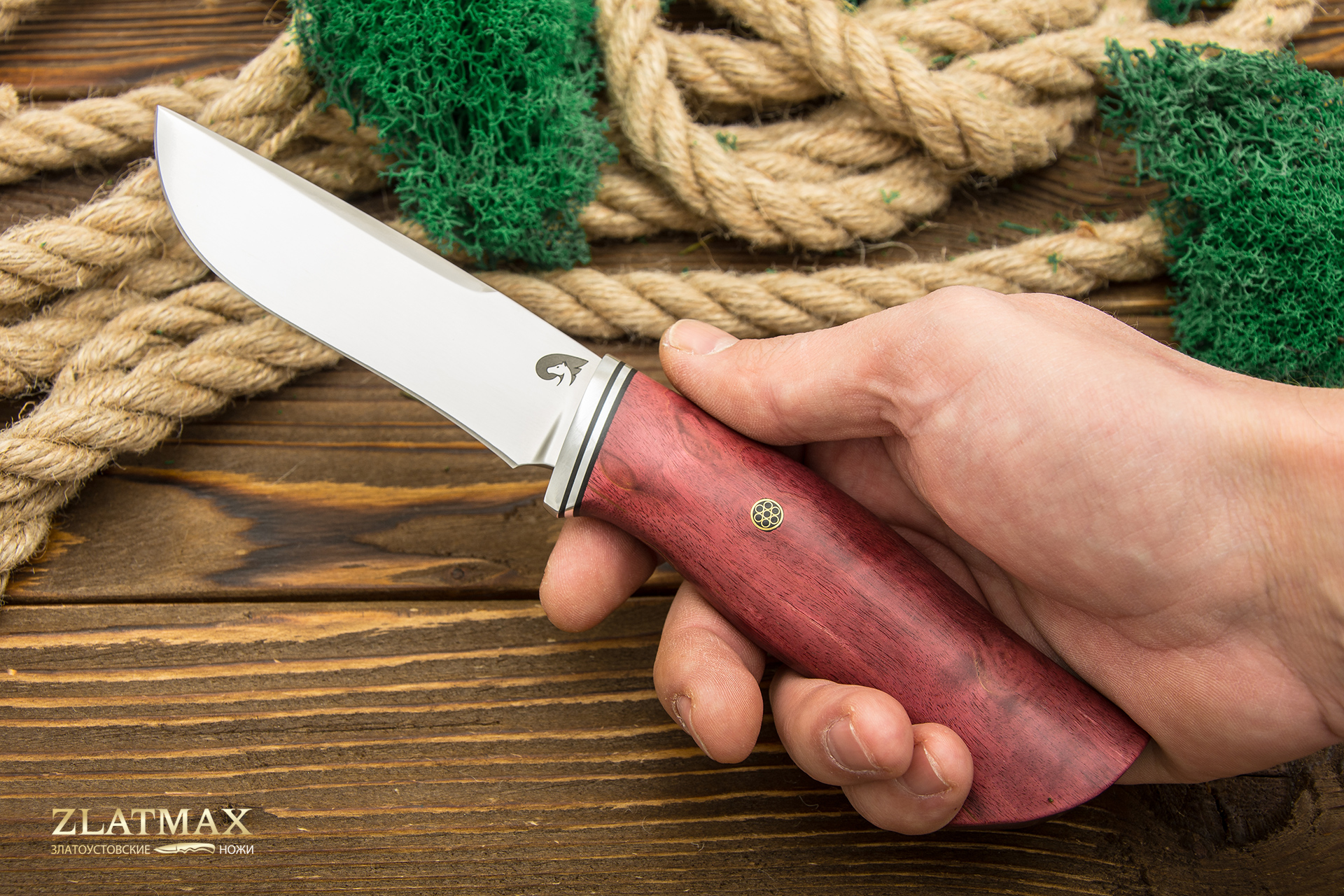 Нож Элой (AUS10Co, Стабилизированная древесина, Алюминий)