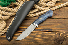 Нож Элой (AUS10Co, Стабилизированная карельская береза, Алюминий, Обработка клинка Stonewash)