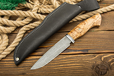 Нож Орикс (AUS10Co, Карельская берёза, Алюминий, Обработка клинка Stonewash)
