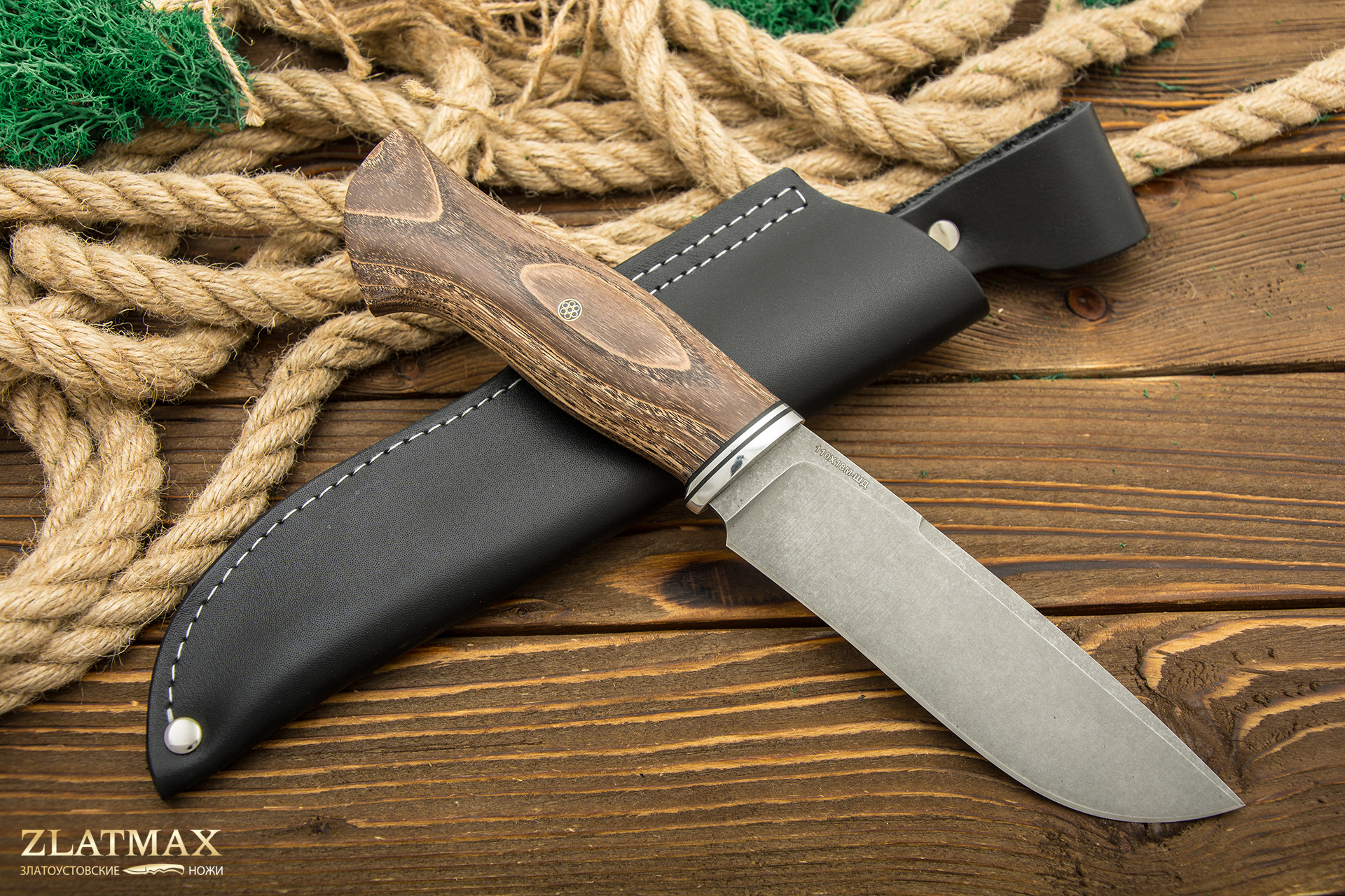 Нож Итиль (110Х18М-ШД, Стабилизированная древесина, Алюминий, Обработка клинка Stonewash)