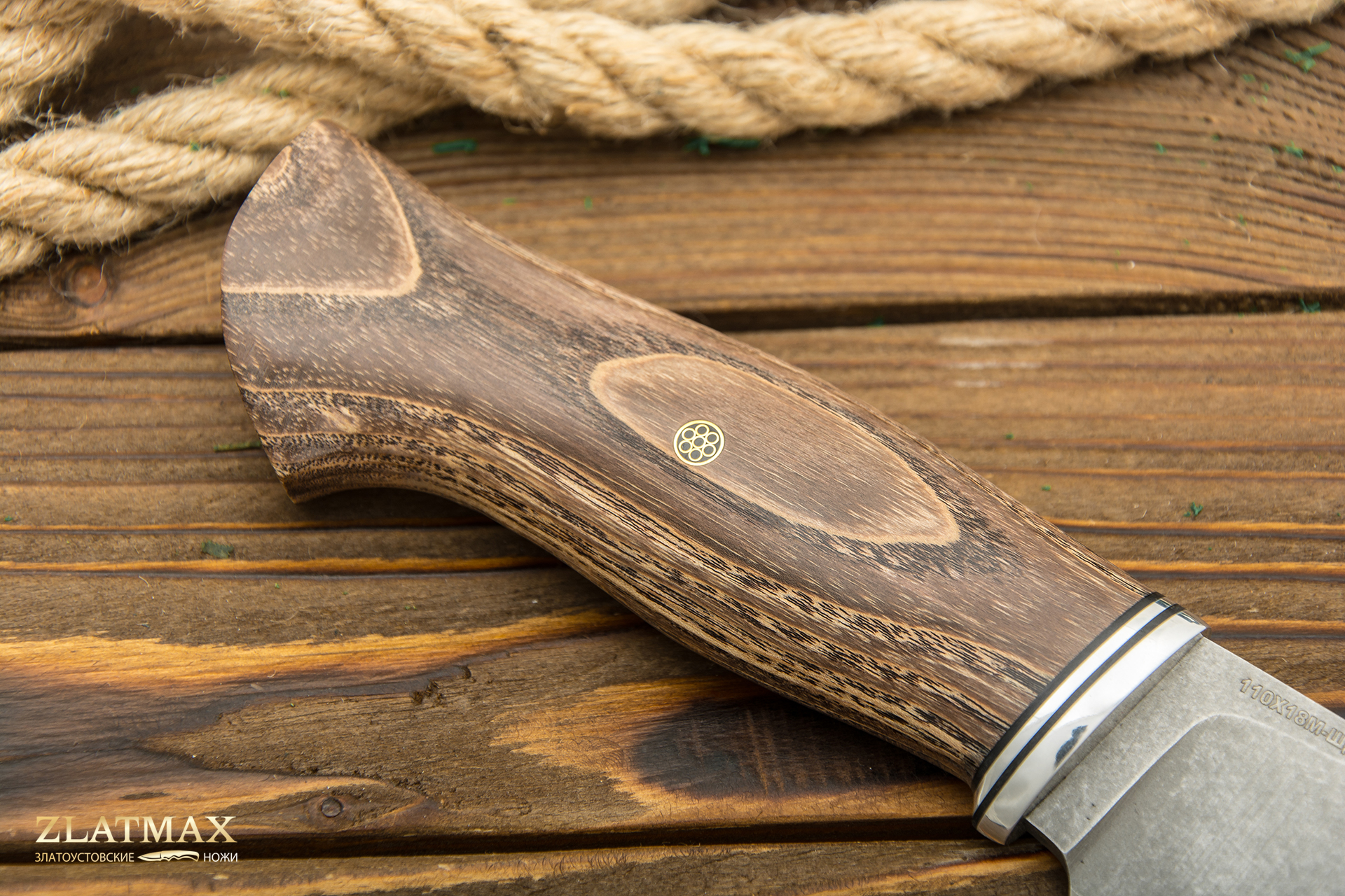 Нож Итиль (110Х18М-ШД, Стабилизированная древесина, Алюминий, Обработка клинка Stonewash)