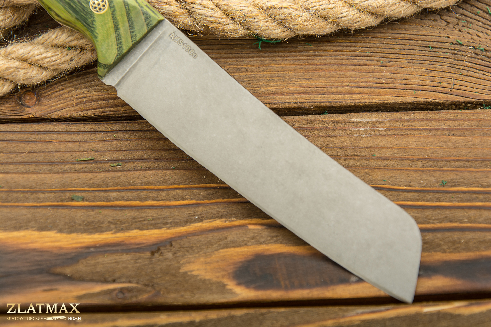 Нож Притес (AUS10Co, Стабилизированная древесина, Обработка клинка Stonewash)
