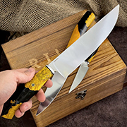 Наборы ножей купить в Курске: Набор кухонных ножей Кухонная тройка (AUS10Co, Гибрид стаб. кап клена)