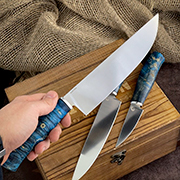 Наборы ножей купить в Курске: Набор кухонных ножей Кухонная тройка (AUS10Co, Стабилизированный кап клёна)