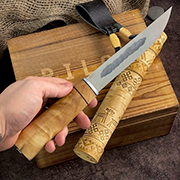 Ножи Златонож купить в Калининграде: Нож ЯкутЪ Большой (Х12МФ, Стабилизированная древесина)