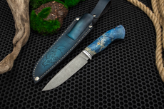 Ножи Златонож купить в Калининграде: Нож Орикс с формованными ножнами (AUS10Co, Стабилизированная древесина, Алюминий, Обработка клинка Stonewash)