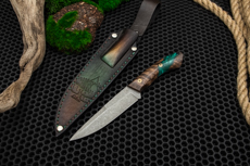Разделочные ножи: Нож Киалим с формованными ножнами (AUS10Co, Гибрид стаб. кап клена, Обработка клинка Stonewash)