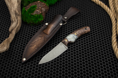 Разделочные ножи: Нож Куркуль с формованными ножнами (AUS10Co, Накладки композит, Обработка клинка Stonewash)
